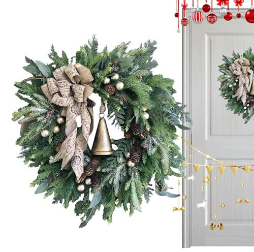 Coronas Navideñas para Puerta De Entrada - Corona Navideña De Invierno, Decoración Navideña | Adornos Reutilizables para Árboles De Navidad, Decoración De Puertas para Hogar, Tiendas Y Celebraciones