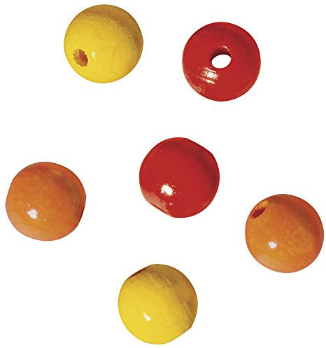 Cuentas de madera mezcladas 100%, 12 mm de diámetro, madera de haya, turquesa, 12 mm de diámetro, naranja, rojo, amarillo, 10 mm de diámetro