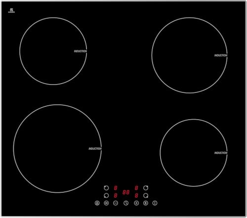 PKM Induktionskochfeld | 60cm breit | Aluminiumrahmen | Stopp & Go Funktion |Touch Control | Booster Funktion | Timer