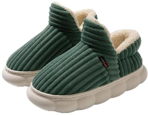 Zapatillas De Casa Hombre, de Estar por Mujer Invierno Cálidas Cómodas Cerradas Antideslizantes con Memoria Espuma Suaves Pantuflas Verde