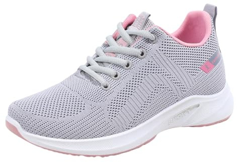 Promenadträningsskor för kvinnor - Bekväma nätluftkuddar plattformsskor för sjuksköterskor som arbetar, bred passform ortopediska sneakers med fotvalvstöd, vardagliga skosnören för damer