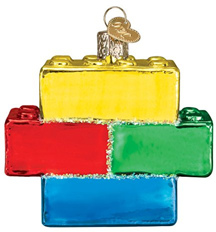 Old World Christmas Building Blocks Glass Blown Ornament for Christmas Tree, Handcrafted Holiday Decoration, Children's Collection