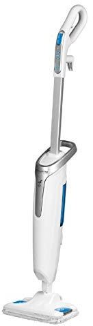 Rowenta RY6557 Steam Power Lavapavimenti Pulisce e Lava Senza necessità di detergenti, Riscaldamento in 30 Secondi, 3 Impostazioni di Vapore, 1200 W, Acciaio Inossidabile, Bianco e Blu