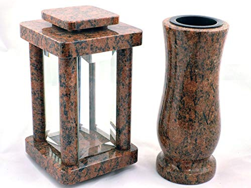 designgrab Modern gravlampa med vas av granitVanga, gravprydnad