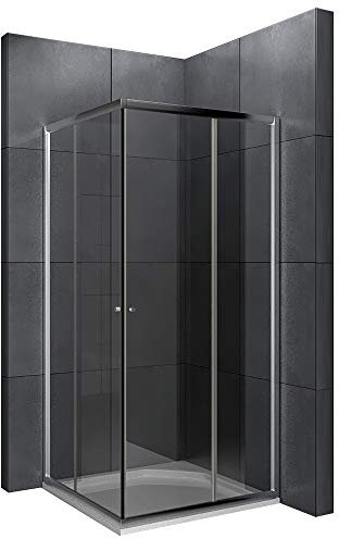 Alpenberger Duschkabine 80 x 80 mit Glastür Schiebetüren | Komplettdusche Eckeinstieg Dusche aus Sicherheitsglas ESG (6mm) Klarglas Duschabtrennung