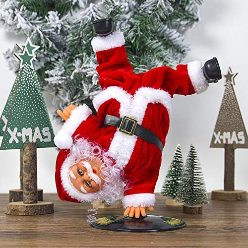 ITODA Weihnachtsmann Deko mit Musik Weihnachtsfigur Drehbar Weihnachtsmannfigur Singend Tanzend Nikolausfigur Klein Weihnachtsdeko Santa Claus Dekofigur Rot Weihnachten Deko Tisch Wohnzimmer Geschenk