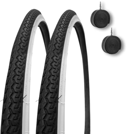 2 COPERTONI 26 X 1 3/8 (37-590) + CAMERE PNEUMATICI IN GOMMA BIANCONERI X CITYBIKE OLANDESE STRADALE VINTAGE
