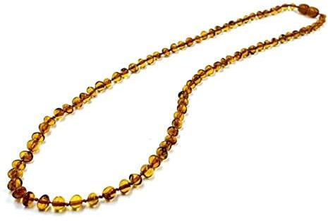 Collana in ambra baltica per adulti (unisex) – perle di ambra naturale fatta a mano, 46 cm, Ambra, Ambra
