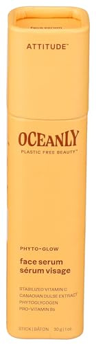 ATTITUDE Oceanly Face Serum Stick, EWG Verified, Plastic-free, Plant and Mineral-Based Ingredients, Vegan and Cruelty-free Beauty Products, PHYTO GLOW, Unscented, 30 g