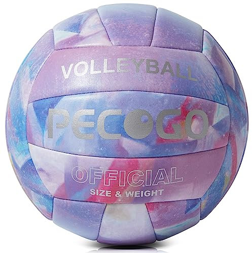 PECOGO Volleyball, Größe 5, PU-Leder, weich, für drinnen und draußen, Violett, Volleybälle, Sport-Training, Spielball für Anfänger, Jugendliche, Erwachsene, 8,2
