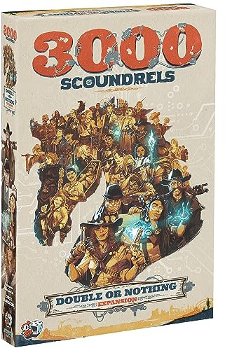 Unexpected Games 3000 Scoundrels: Double or Nothing Board Game Expansion - Enhance Your Games with New Mechanics and Strategies! Family Game, Ages 12+, 1-4 Players, 60-90 Min Playtime, Made