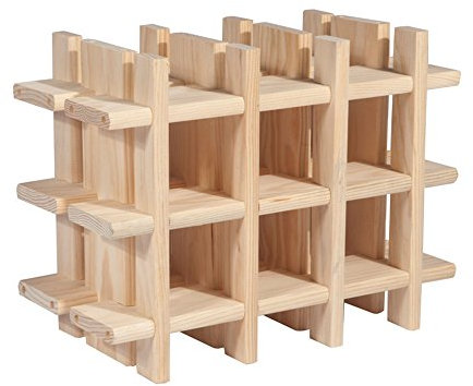 Astigarraga Kit Line Botellero Modular Rioja para 9 Botellas, Madera Maciza Pino - 32,5x43x22 cm