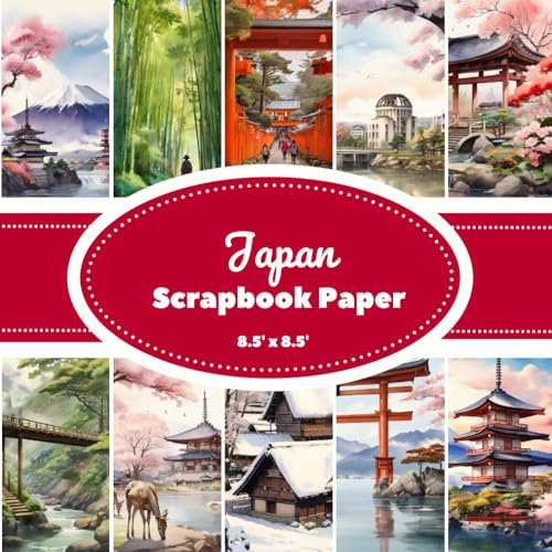 Japan Scrapbook Paper: Scrapbooking Paper For Craft and DIY Projects, 10 Watercolor Japan Landscapes, 20 double-sided pages 8.5 x 8.5 inches