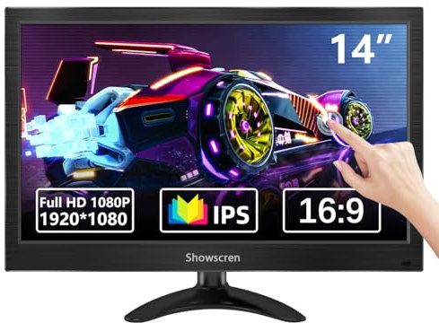 Tragbarer Monitor Touchscreen 14 Zoll 1920x1080 FHD, 100% sRGB, USB Typ-C/HDMI, IPS Touch Screen Portable Monitor kompatibel mit Laptop/Computer/PS3-5/Xbox, 14 Sicherheits CCTV Überwachung