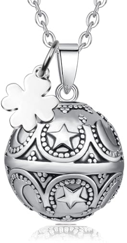 CELESTIA Llamador de Angeles Embarazada Colgante Llamador de Angeles Plata Chapado Collar el Llamador de Angeles con Largo Cadenas, Regalos para una Futura Mama