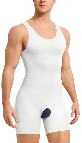 Bafully Shapewear - Camiseta de cuerpo para hombre, con vaina de vientre plano, compresión para hombre, vainante, adelgazante, ropa interior completa sin costura