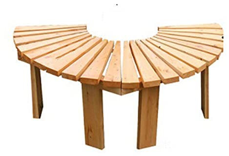 Banco de parque al aire libre, banco de árbol de jardín semicircular, madera maciza anticorrosión, asiento en forma de abanico para parques, balcones y muebles de exterior