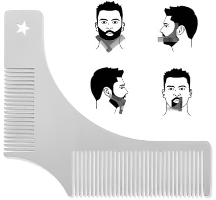 Pettine Barba Uomo, Pettine per Barba in Acciaio Inossidabile per Styling Taglio, Barba Pettine da Barba Modellante Portatile, per Styling Tool per allineare e rifinire rasatura Uomini