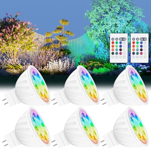 Noobibaba GU5.3 LED 12V, GU5.3 LED färgväxlare och exklusivt loop-läge (enfärgad blekning), RGB justerbar vit 2700K-6000K, 5W 35W motsvarighet, MR16 lampor med fjärrkontroll, 6-pack