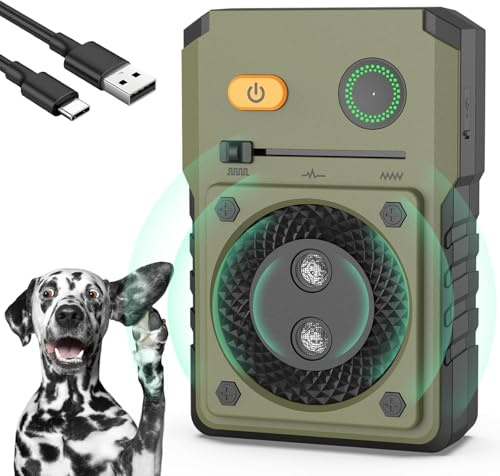 Ahuyentador de Perros Potente,3 Frecuencias Ajustables Dispositivo Antiladridos Para Perros,Auto/50Pies Antiladridos para Perros,Antiladridos Para Perros Ultrasonidos,Repelente PerrosInterior/exterior