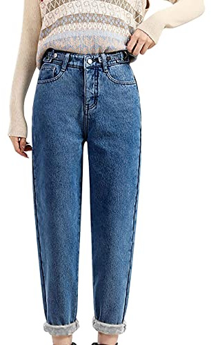Jeans Femme Hiver Taille Haute Effet Push-Up - Jean Skinny Stretch Ultra Confortable avec Doublure Polaire Chaude - Denim Thermique