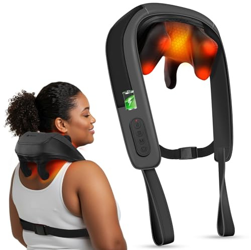 CooCoCo Cordless Neck Massager with Heat, Gifts for Women Men Mum Him Her
