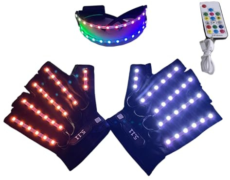 Oxxggkao Gants et lunettes de jeu de rôle lumineux avec lumières LED pour cosplay, Halloween, fêtes et événements costumés