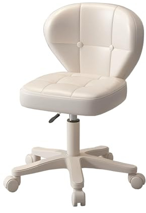 Arbetspall med Ryggstöd Ergonomisk Rullpall Höjdjusterbar 40-53 cm | Svängbar Pall Spa Verkstadssits 6 Färger Tillgängliga för Kosmetiska Studior Frisörsalonger(White)