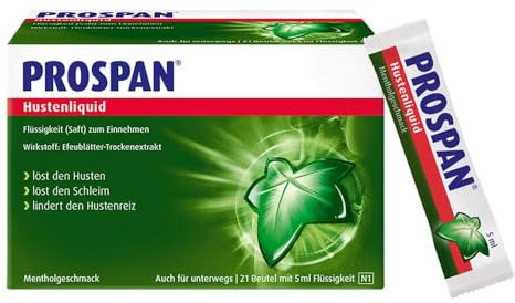 Prospan® Hustenliquid im Stickbeutel (21x5 ml) – lindert Husten spürbar stark & nachgewiesen schnell – stark gegen Husten & Bronchitis – ideal für unterwegs