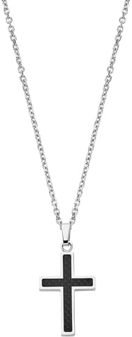 LOTUS STYLE Cadena Acero Inoxidable Hombre de 316l Colgante Cruz - Diseño Sofisticado y Resistente al Agua 497.00 mm LS1983-1/1 Collar Hombre - Regalo de Cumpleaños, Día del Padre y Ocasión Especial