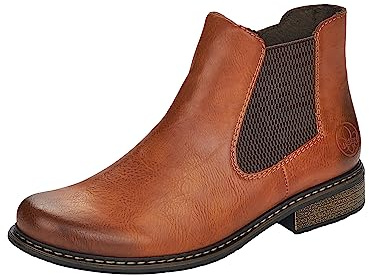 Rieker Femme Bottines Z4994, Dame Chelsea Boot, Bottes,Demi-Bottes,Bottes à la Cheville,Bootie,enfilez des Bottes,Plat,Cayenne/Brown,36 EU / 3.5 UK