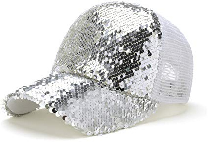 de las mujeres gorros lentejuelas brillantes Messy Bun casquillos del sol para damas