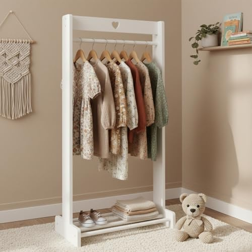 Puckdaddy® Appendiabiti Montessori Svetje, bianco, mensola, barra