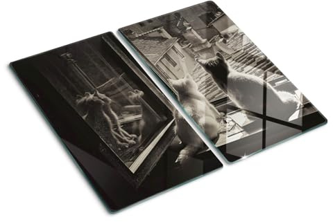 Tulup Planche À Découper - 2x30x52cm - Protection Plaque Induction Cuisson Tapis de Découpe Verre Trempé - Chats Par La Fenêtre ASIN: B08CXL653M | site: fr