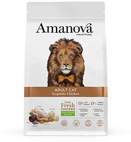 Amanova Cibo Secco Super Premium per Gatti Adulti Gusto Pollo - 100% Naturale, ipoallergenico e monoproteico - Cruelty Free - Formato da 1,5 kg