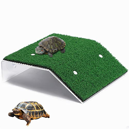 Simulation Rasen Plattform, Turtle Kletterleiter Reptil Schildkröte Simulierte Rasen Landschaftsbau, für Schildkröten Frösche Molche Salamander (20 x 10 x 12 x 5.2 cm)