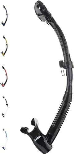 CRESSI Itaca Ultra Dry Snorkel - Tubo Respirador Seco, para Buceo y Esnórquel, Negro/Negro, Talla Única, Unisex Adulto
