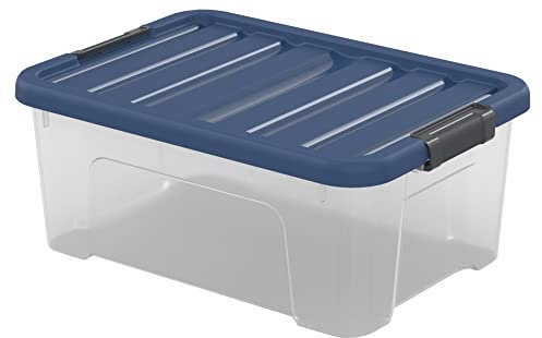 SUNDIS Wave Box, boîte de rangement avec couvercle clipsable 10l, en plastique transparent, superposable et empilable, idéale pour la chambre, le dressing, les chaussures, le bureau, le bricolage