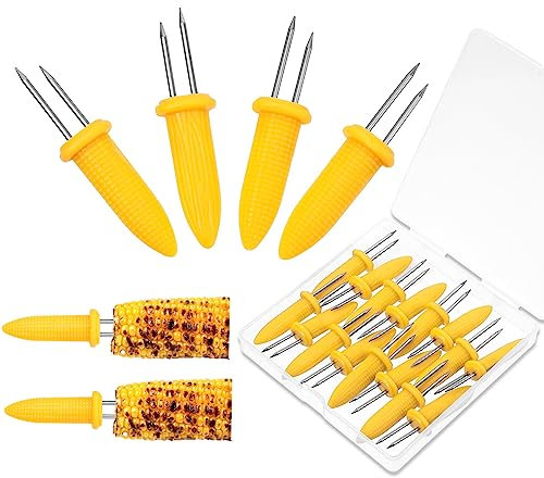 Sibba 20 Pezzi Porta Pannocchie In Acciaio Inox Spiedini Di Pannocchie Per Barbecue Con Scatola Per La Conservazione Delle Forchette Per La Cucina Di Casa Resistenti Porta Pannocchie Anti Scottatura
