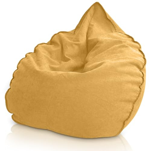 Aiire Puff Salón XXL de Diseño - Sillón Puff con Relleno Incluido - Sofá Puf Gigante de Interior en Algodón Premium - Bean Bag Chair Moderno para Adultos y Habitación Juvenil Amarillo [100x100x90]