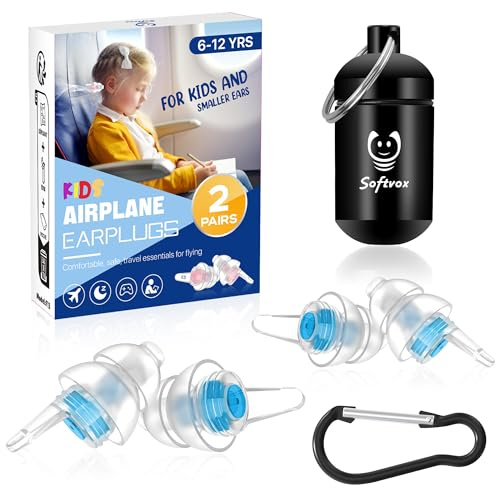 Kids Ear Plugs (6-12 yrs) - Ear Protection for Child Adult with Small Ear Canals, Reusable Noise Relief Earplugs for Fly, Sports, Firework, Noise Sensitivity, Festival, Tinnitus Relief, 25dB, 2 Pair