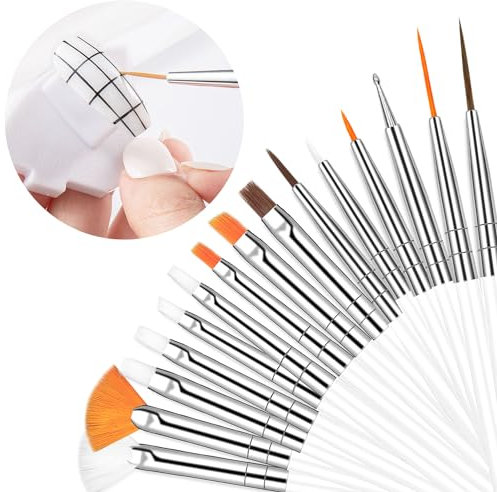Set di pennelli per nail art da 15 pezzi Set di penne per design per nail art Pennelli per pittura per nail art Pennelli per liner per unghie Pennello per unghie in acrilico Penne per unghie