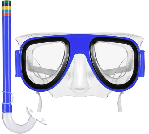 Hardys Kids Snorkel Set - Two Piece Snorkel Mask, Adjustable Strap and Comfortable Fit - Watertight Seal Diving Mask & Mouthpiece - Snorkeling Scuba Mask for Swimming and Holidays (Blue)