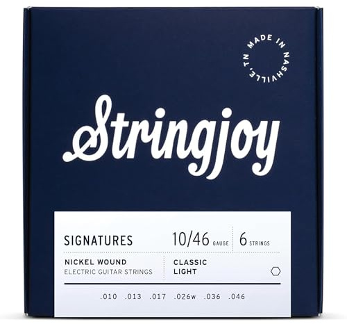 Stringjoy Signatures 10-46 Classic Light electric guitar strings – Nickel Wound Electric Guitar Strings - Balanced tension and Optimal tone, Electric 6 String Set, 1-Pack