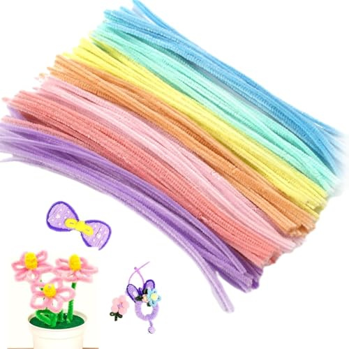 100 Pcs Pipe Cleaners for Craft, Multi-colored Flexible Crafting Pipe Cleaners, Long Fuzzy Sticks Including 20 Colors, for Kindergarten Primary school Kids DIY Arts and Crafts Project Decoration.
