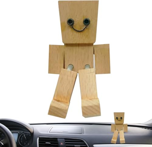 Figura Masculina De Madera Oscilante, Figura Humana De Madera De Pie Oscilante, Decoración De Tallado De Tablero De Tablero Muñeca De Maderas, Figuras De Acción De Adornos De Automóviles Hechos A Mano