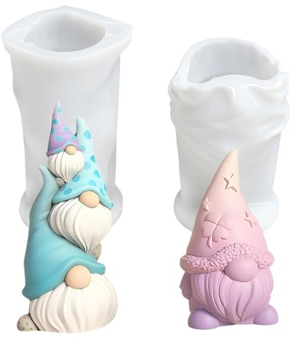 2 stycken silikonform jul tomte silikonformar gjutformar jul 3D tomte silikonform jultomte silikonformar gjutformar gips för gjutning hantverk silikon för juldekoration