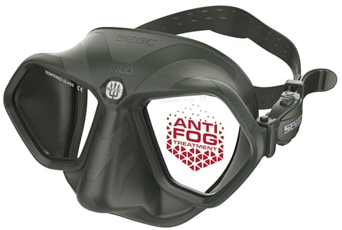 SEAC Wild – Maschera Subacquea Antiappannamento Low Volume in Silicone | Maschera per Apnea e Pesca Subacquea Antifog Doppia Lente con Fibbia 3D e Visione Periferica