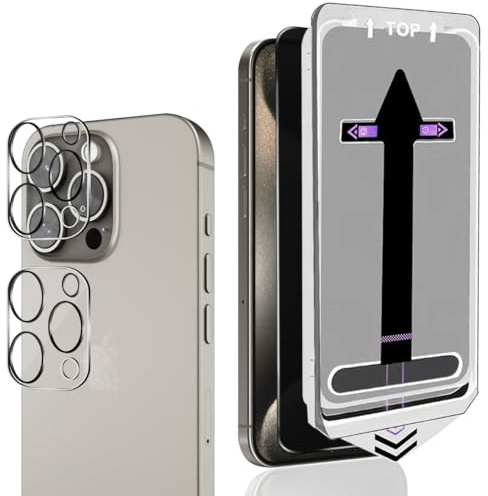 Rnnmeeko 1+2 Pezzi Privacy Pellicola Protettiva per iPhone 15 Pro Vetro Temperato + Pellicola Fotocamera, Durezza 9H, Anti-Graffio, Senza Bolle, Anti-Spia protezione schermo per iPhone 15 Pro
