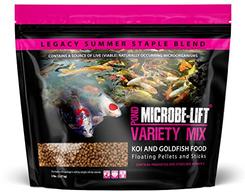 MICROBE-LIFT MLLVMLG Variety Mix Floating Fish Food Pellets and Sticks for Ponds, Water Gardens, and Fountains, for Live Goldfish and Koi, 5 Pounds
